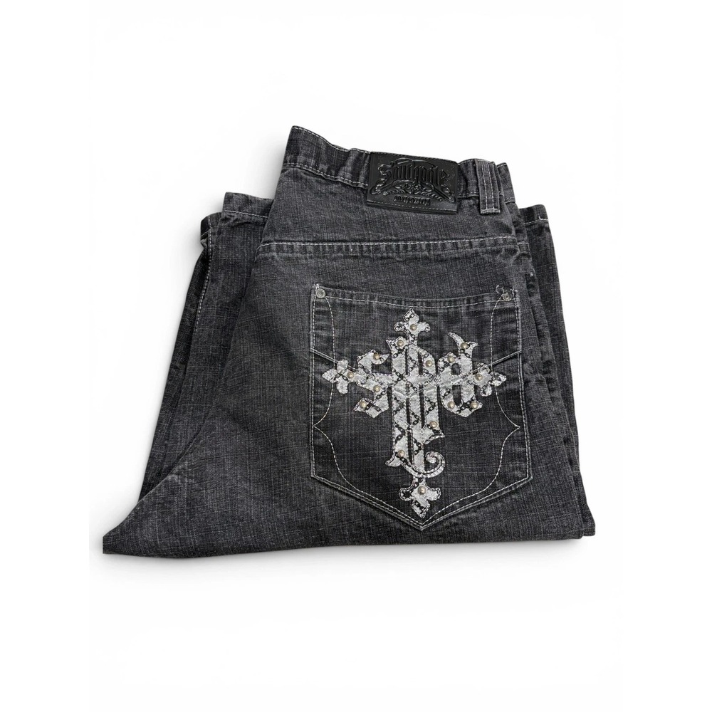 Vintage Southpole Shorts Mens 38 Black Y2K Wide Leg BAGGY Grunge Skater Crosses